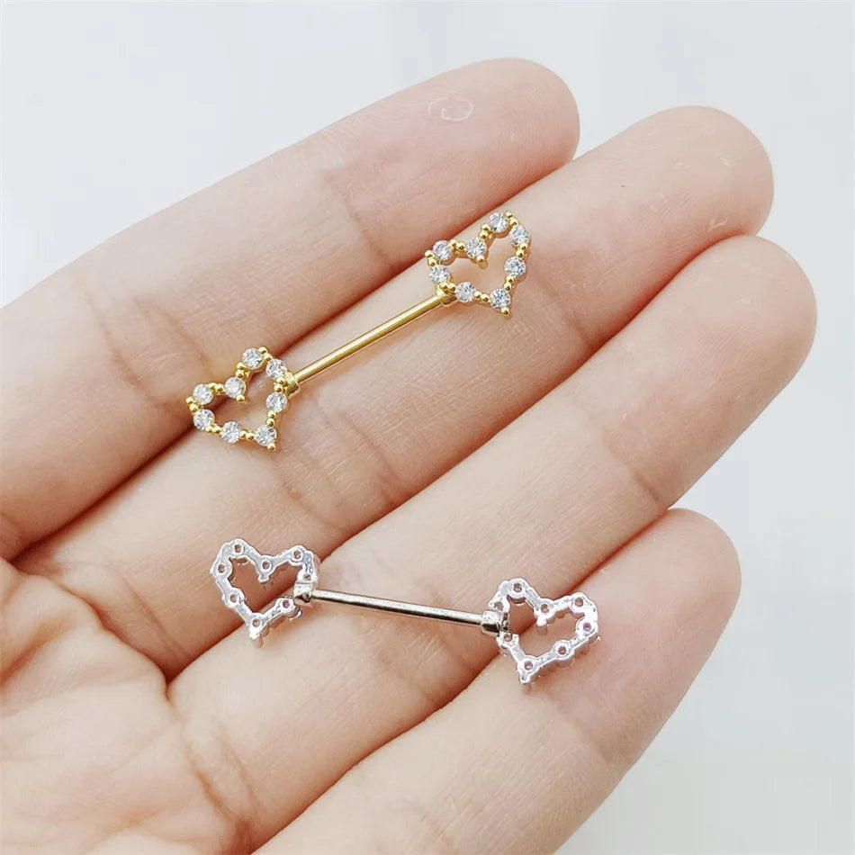 Double Heart Nipple Piercing • Titanium • 2 PCS