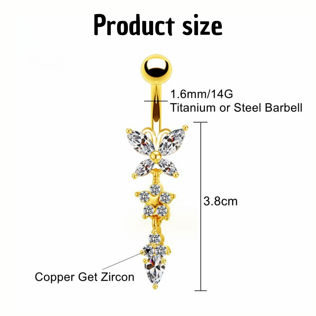 Butterfly Belly Button Piercing • Titanium • Charm