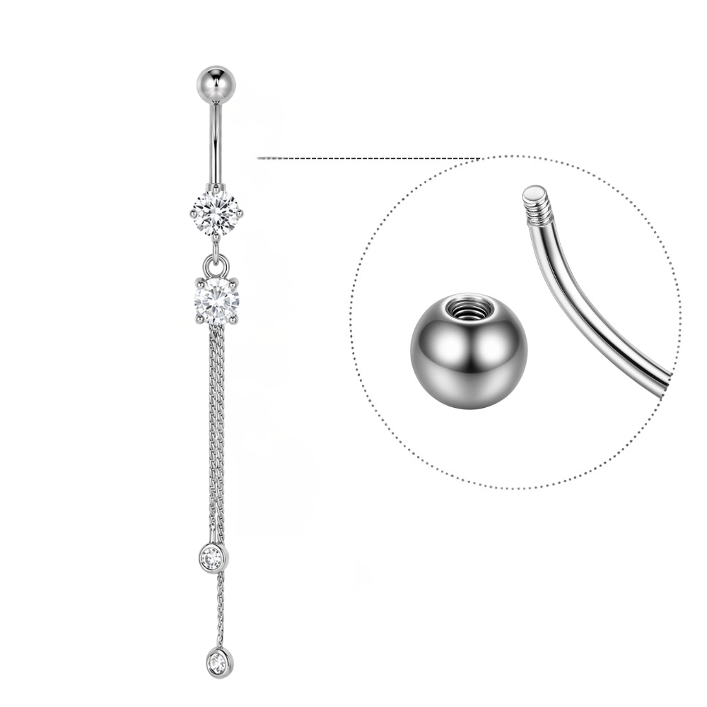 Titanium Belly Button Piercing with Dangle Chain