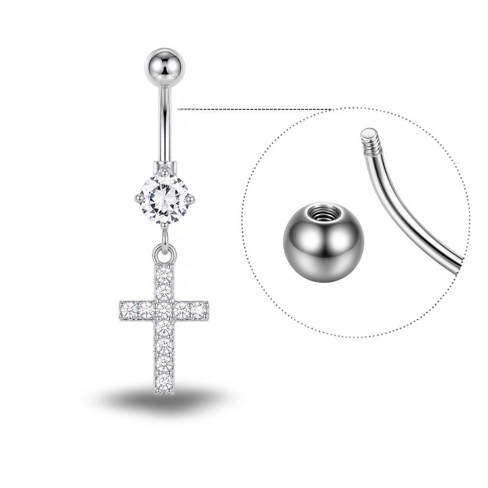 Cross Titanium Belly Button Piercing