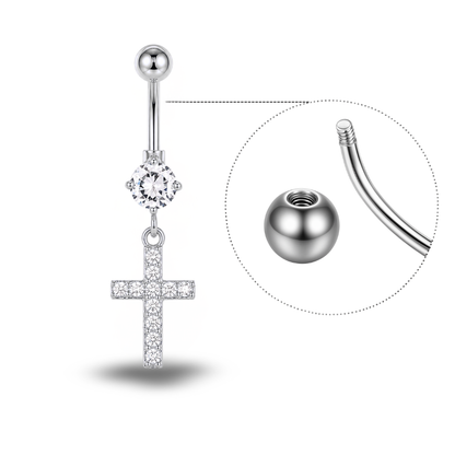 Cross Titanium Belly Button Piercing