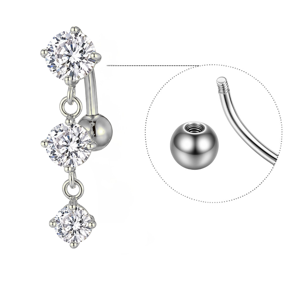 3 Charm Inverted Titanium Belly Button Piercing