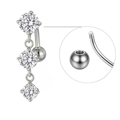3 Charm Inverted Titanium Belly Button Piercing