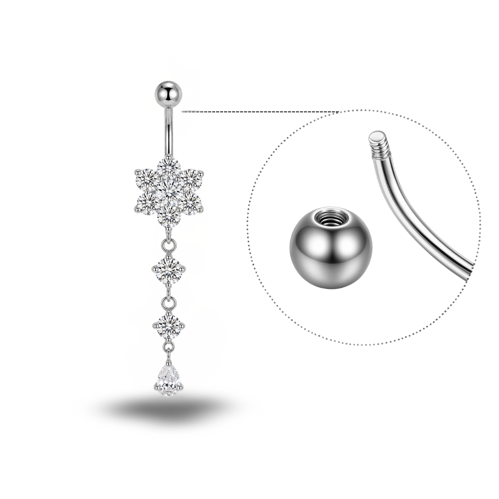 Triple Flower Titanium Belly Button Piercing
