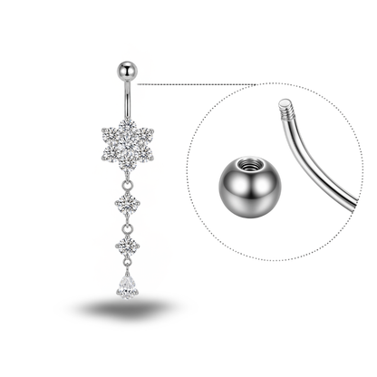 Triple Flower Titanium Belly Button Piercing