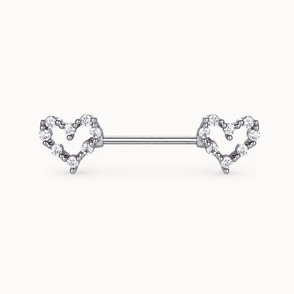 Double Heart Nipple Piercing • Titanium • 2 PCS