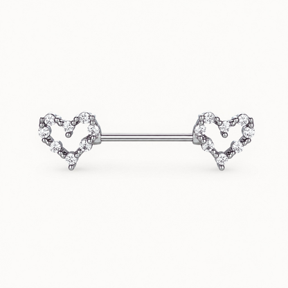 Double Heart Nipple Piercing • Titanium • 2 PCS