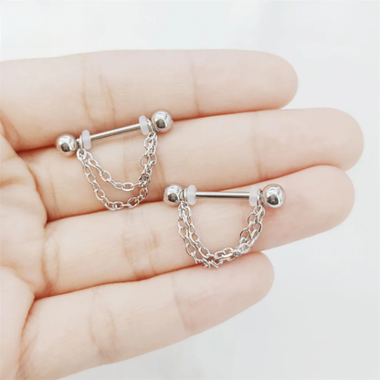 Chain Nipple Piercing • Titanium • 2 PCS