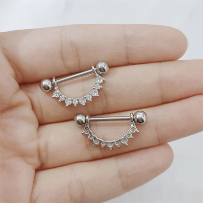 Rhinestone Nipple Piercing • Titanium • 2 PCS