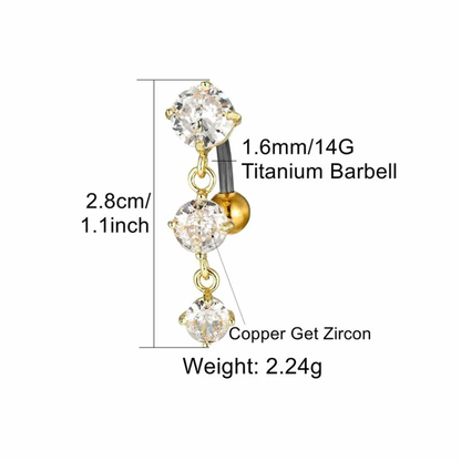 3 Charm Inverted Titanium Belly Button Piercing