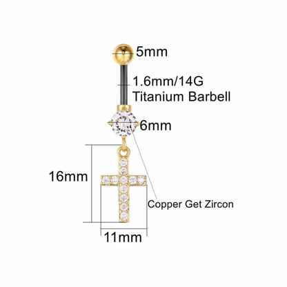 Cross Titanium Belly Button Piercing