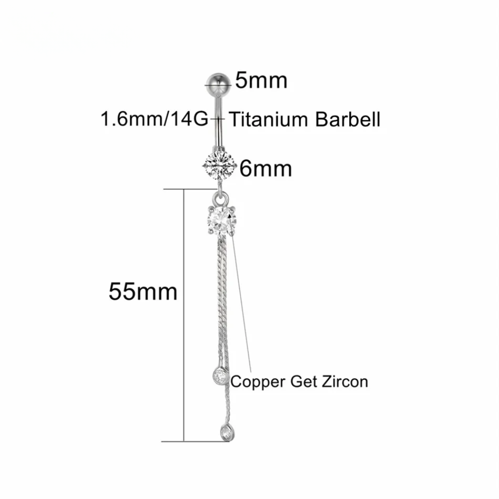 Titanium Belly Button Piercing with Dangle Chain