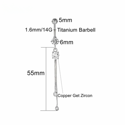 Titanium Belly Button Piercing with Dangle Chain