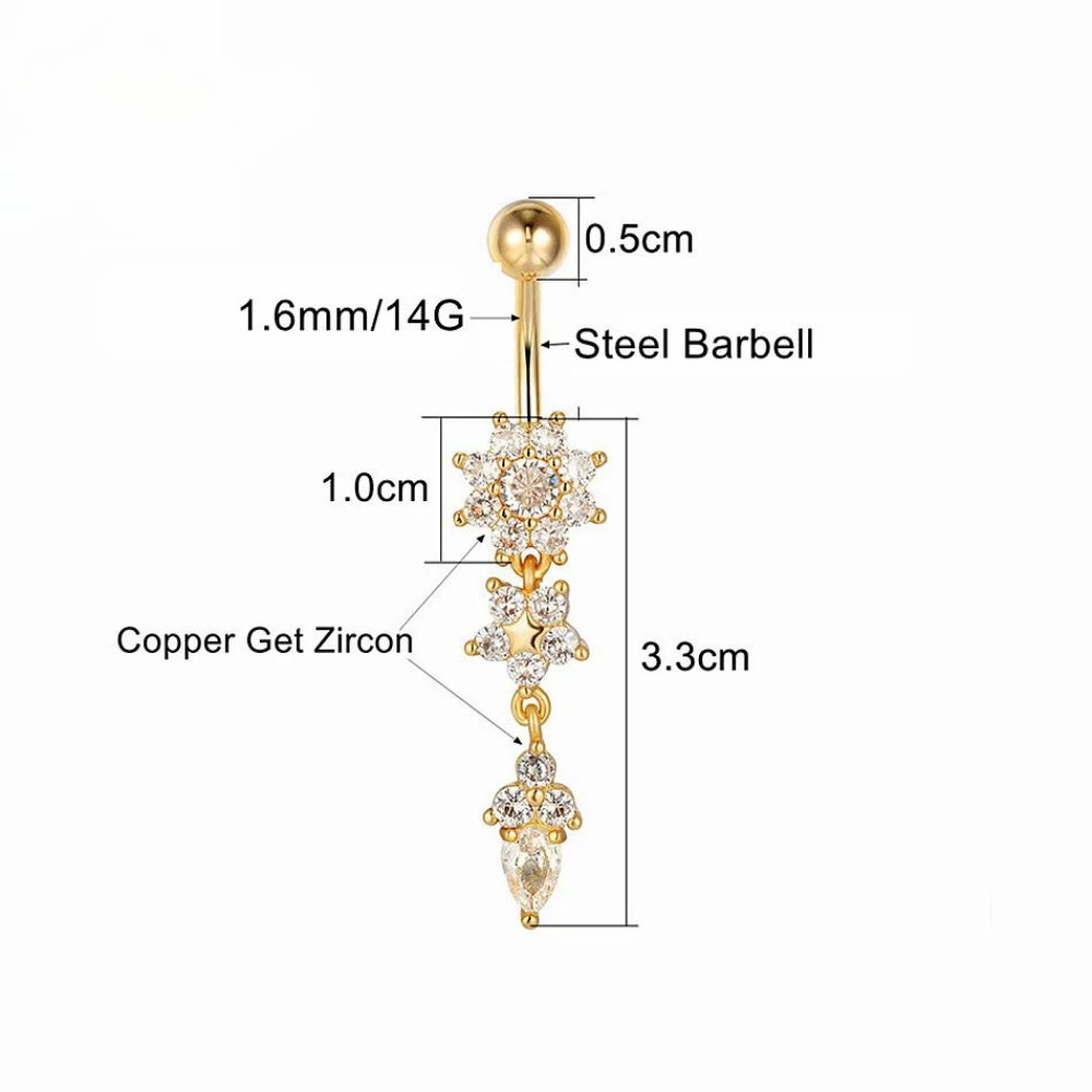 Triple Flower Titanium Belly Button Piercing