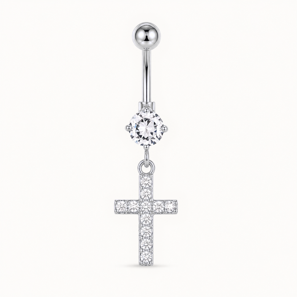 Cross Titanium Belly Button Piercing
