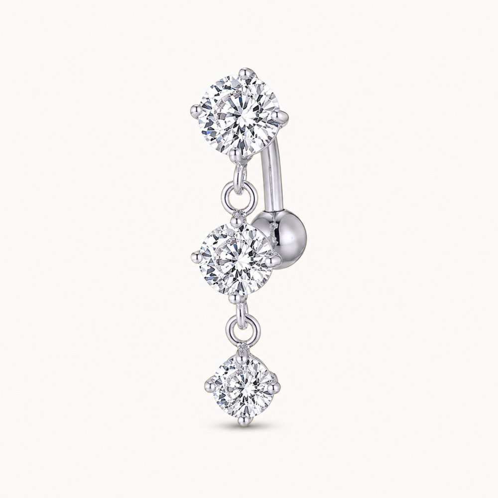 3 Charm Inverted Titanium Belly Button Piercing