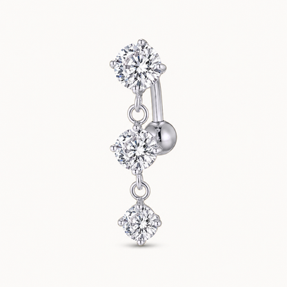3 Charm Inverted Titanium Belly Button Piercing