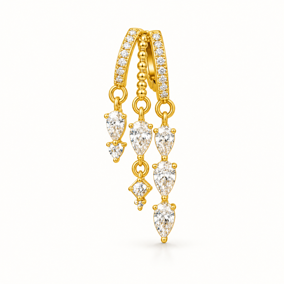 Triple Sparkle Earring – 14K Gold-Plated Stainless Steel