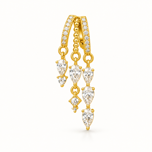 Triple Sparkle Earring – 14K Gold-Plated Stainless Steel
