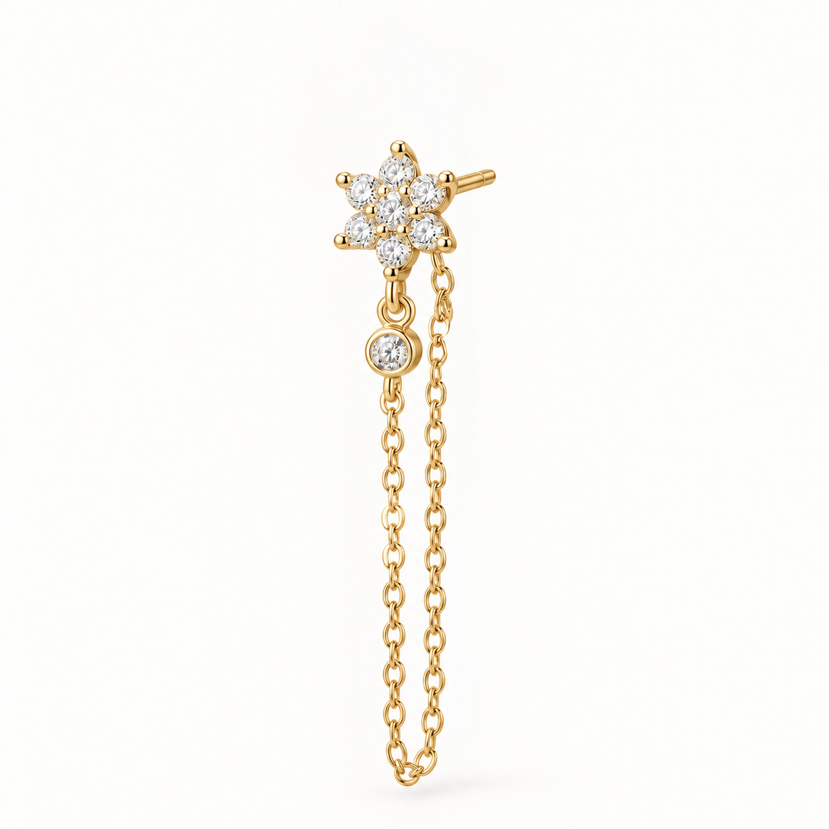 Chained Flower Earring • Stainless Steel