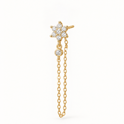 Chained Flower Earring • Stainless Steel