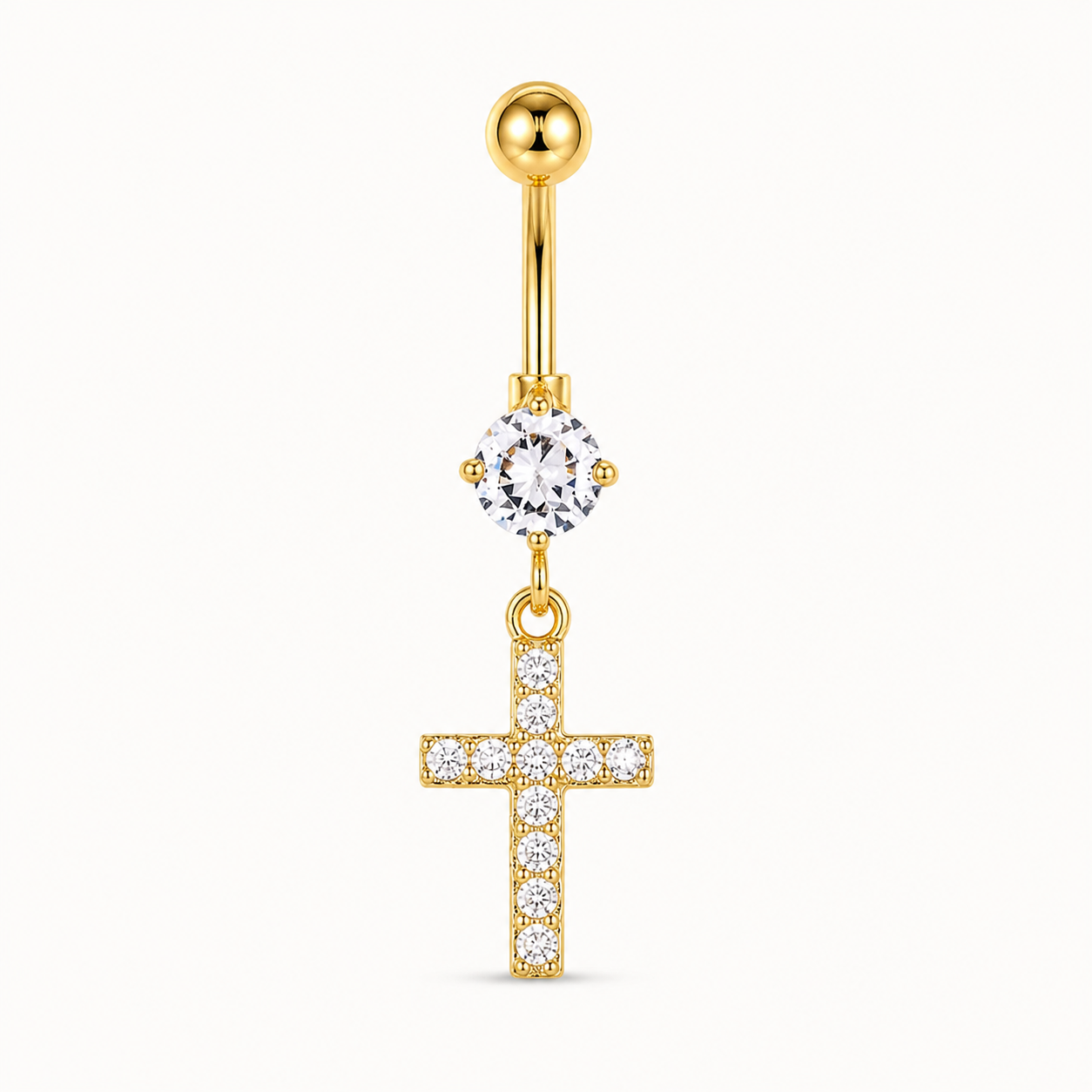 Cross Titanium Belly Button Piercing