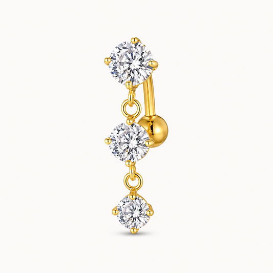 3 Charm Inverted Titanium Belly Button Piercing