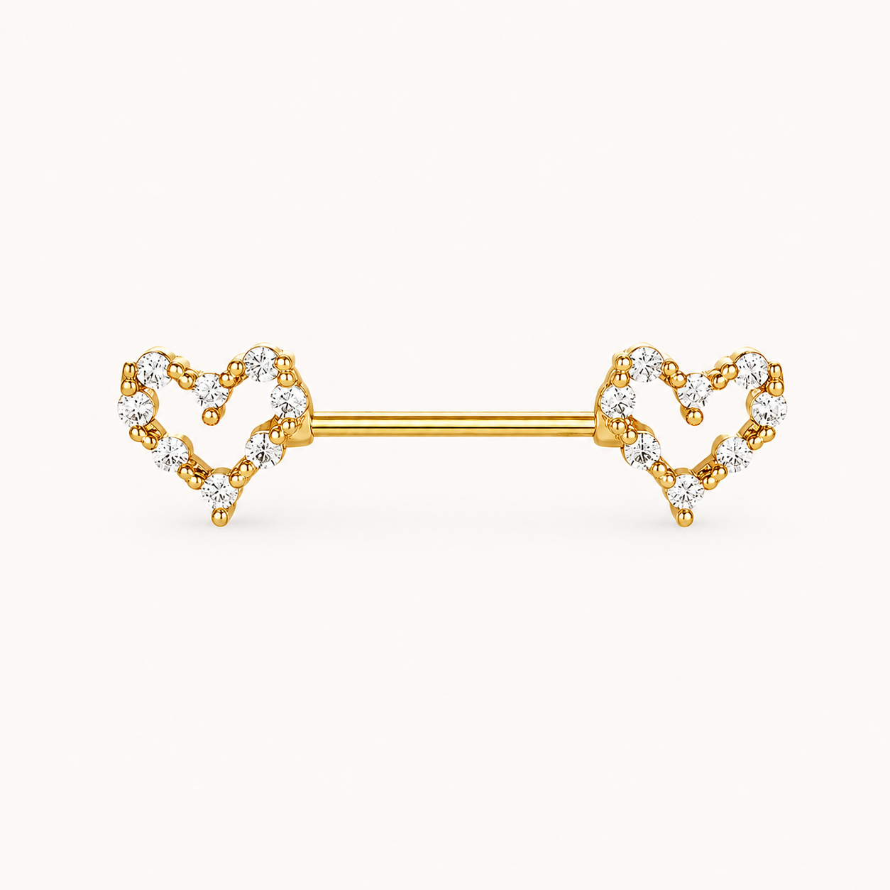 Double Heart Nipple Piercing • Titanium • 2 PCS
