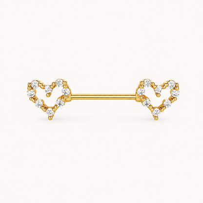 Double Heart Nipple Piercing • Titanium • 2 PCS