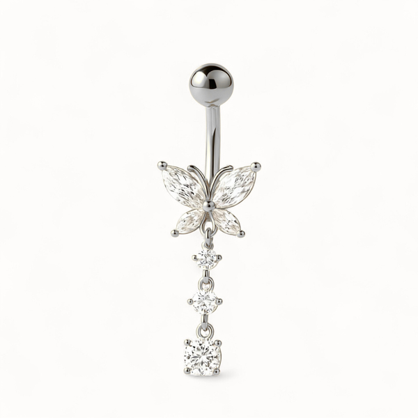 CZ Butterfly Belly Button Piercing • Titanium