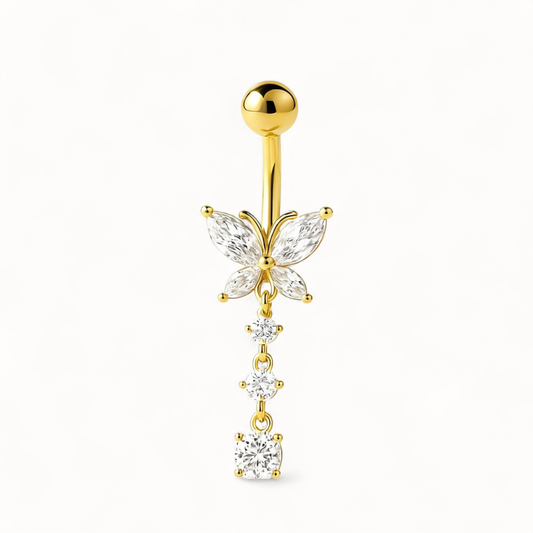 CZ Butterfly Belly Button Piercing • Titanium