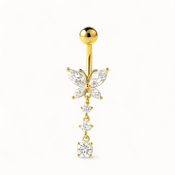 CZ Butterfly Belly Button Piercing • Titanium
