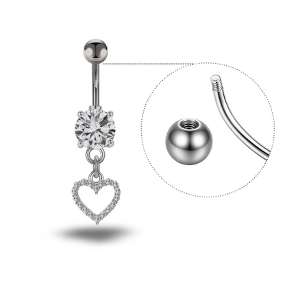 Heart Charm Titanium Belly Button Piercing