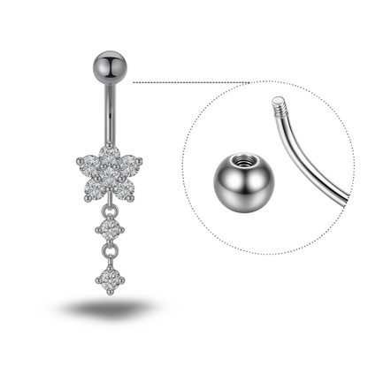 CZ Flower Titanium Belly Button Piercing