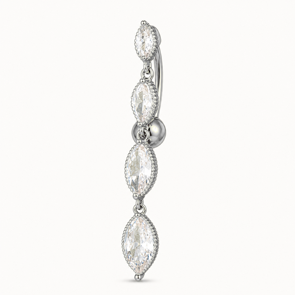 4 Charm Inverted Titanium Belly Button Piercing