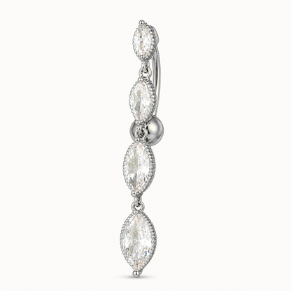 4 Charm Inverted Titanium Belly Button Piercing