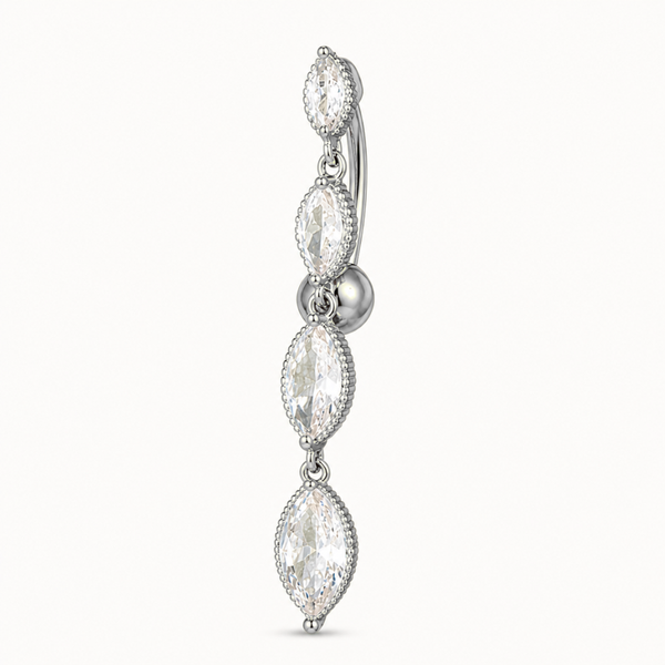 4 Charm Inverted Titanium Belly Button Piercing