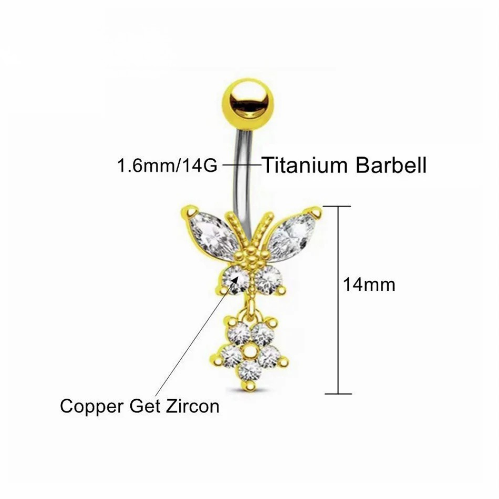 CZ Flower Titanium Belly Button Piercing