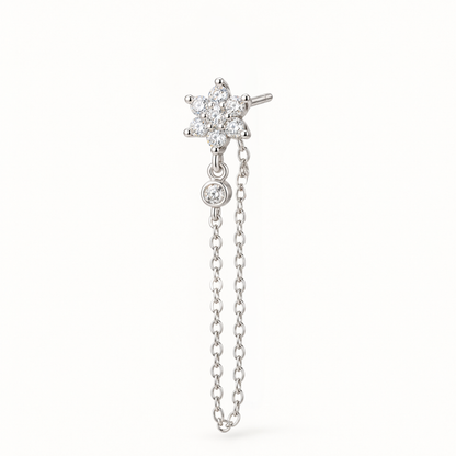 Chained Flower Earring • Stainless Steel