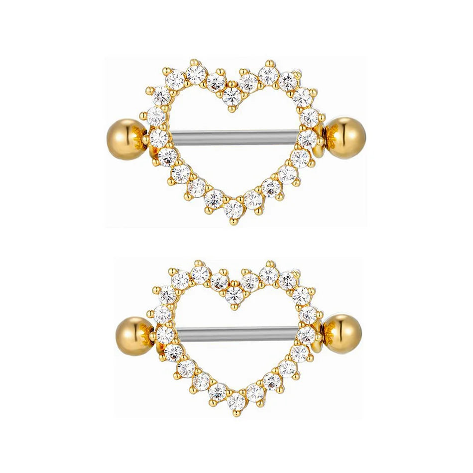 Heart Nipple Piercing • Titanium • 2 PCS