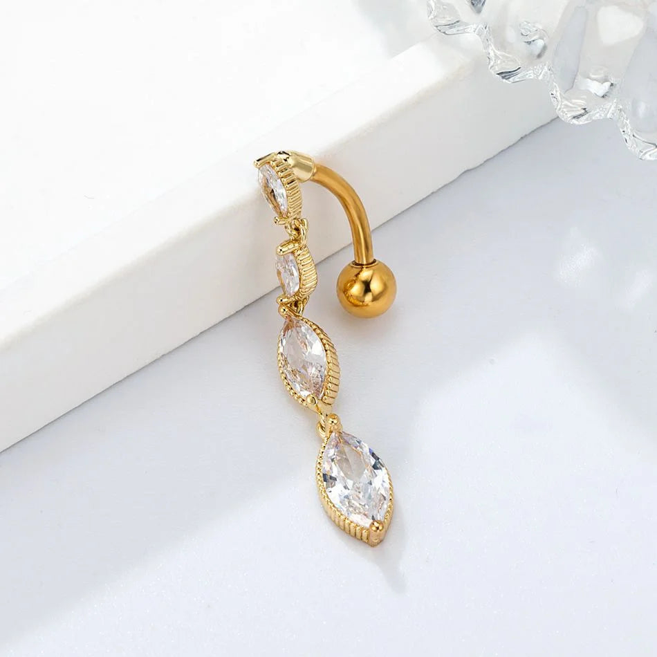 4 Charm Inverted Titanium Belly Button Piercing