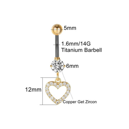 Heart Charm Titanium Belly Button Piercing