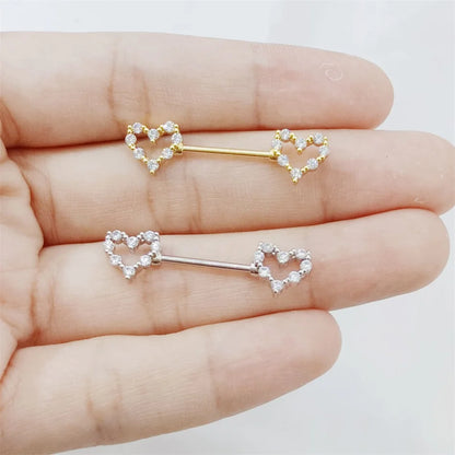 Double Heart Nipple Piercing • Titanium • 2 PCS