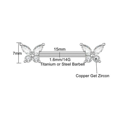 Butterfly Nipple Piercing • Titanium • 2 PCS