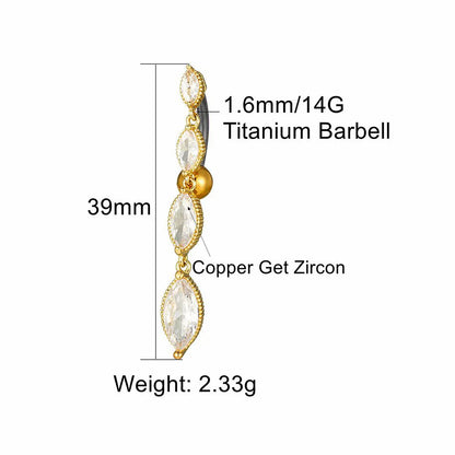 4 Charm Inverted Titanium Belly Button Piercing