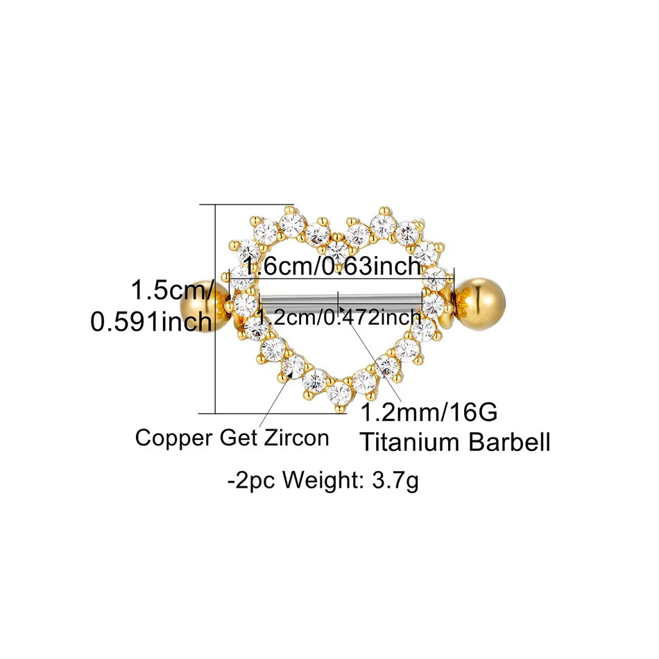 Heart Nipple Piercing • Titanium • 2 PCS