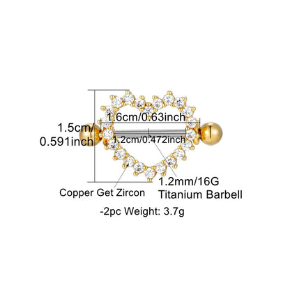 Heart Nipple Piercing • Titanium • 2 PCS