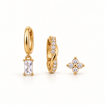 Sparkling Flower Ear Stack – Titanium