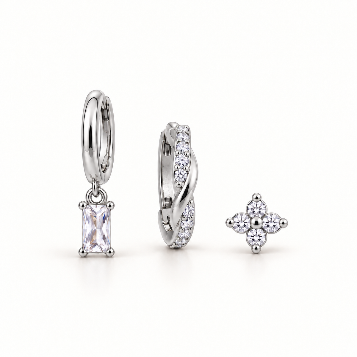Sparkling Flower Ear Stack – Titanium