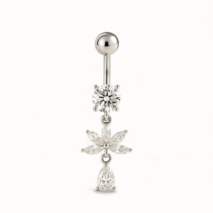 CZ Flower Titanium Belly Button Piercing